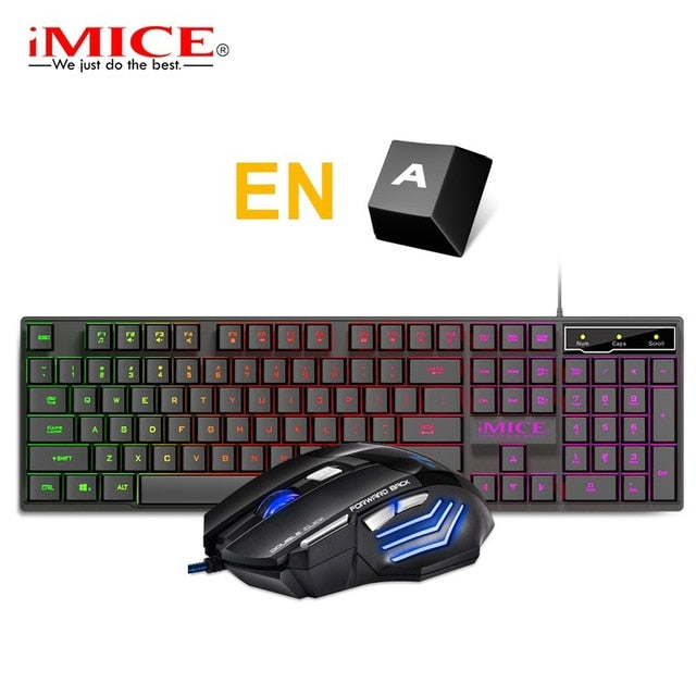 Gaming Keyboard RGB Backlit Keyboard With Silent Gaming Mouse Set Russian Keyboard Mouse Gamer Kit For Computer Game PC Laptop