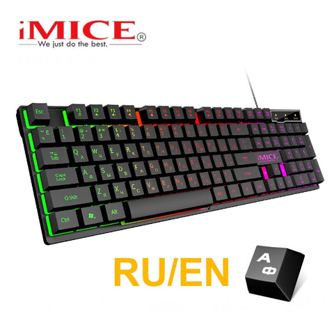 Wired Gaming Keyboard Mechanical Feeling Backlit Keyboards USB 104 Keycaps Russian Keyboard Waterproof Computer Game Keyboards