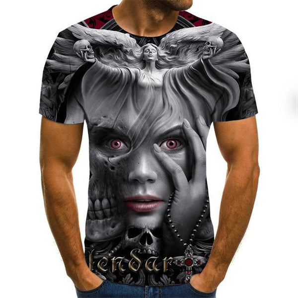 2020 Mens horror T shirts Fashion New Summer Men's Short Sleeve T-shirt Casual 3D Zombie Print Rock Tshirt For Man Full Printed