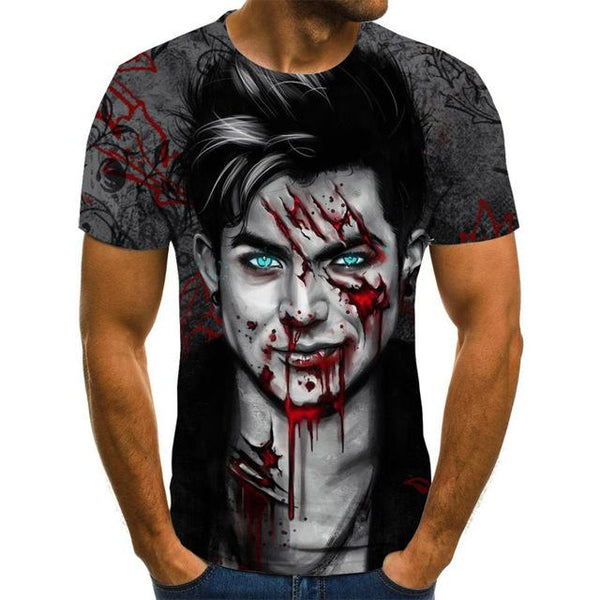 2020 Mens horror T shirts Fashion New Summer Men's Short Sleeve T-shirt Casual 3D Zombie Print Rock Tshirt For Man Full Printed