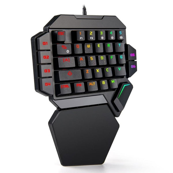 RedThunder One-Handed Mechanical Gaming Keyboard RGB Backlit Portable Mini Gaming Keypad Game Controller for PC PS4 Xbox Gamer