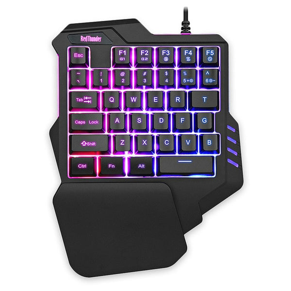 RedThunder One-Handed Mechanical Gaming Keyboard RGB Backlit Portable Mini Gaming Keypad Game Controller for PC PS4 Xbox Gamer