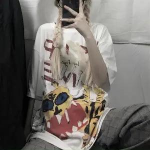 Japan Gray Tshirt Streetwear Loose Summer T Shirt Women Harajuku Punk Short Sleeves T-shirts Tops Tee Hip Hop Loose Tshirt Girls