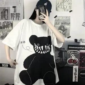 Japan Gray Tshirt Streetwear Loose Summer T Shirt Women Harajuku Punk Short Sleeves T-shirts Tops Tee Hip Hop Loose Tshirt Girls