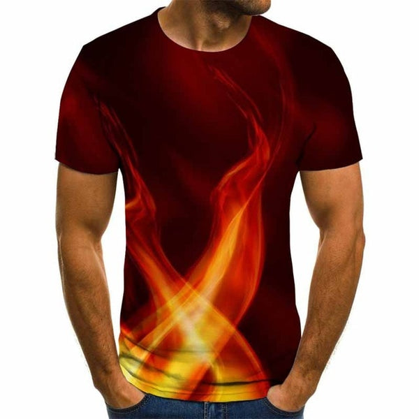 2020 new flame men's T-shirt summer fashion short-sleeved 3D round neck tops smoke element shirt trendy men's T-shirt