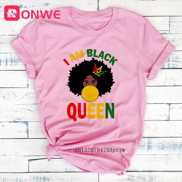 I Am A Strong Melanin Queen t shirt Women Clothes African Black Girl History Month Female T-shirt Melanin Tee Shirt,Drop Ship