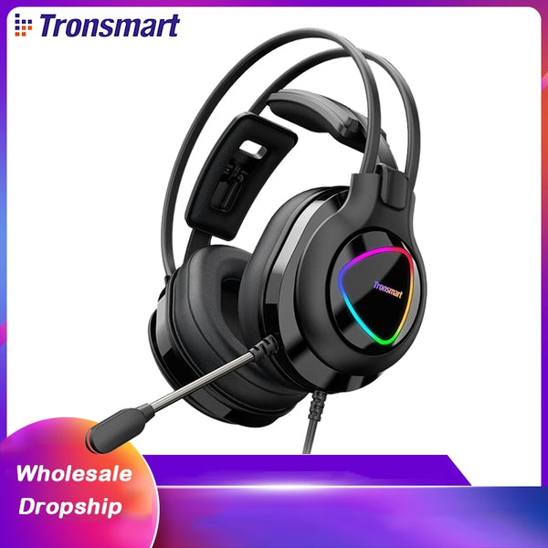 Tronsmart  Glary Alpha Wired headphones PS4 Gaming Headset Gamer with microphone  for pc RGB  noise canceling computer head set