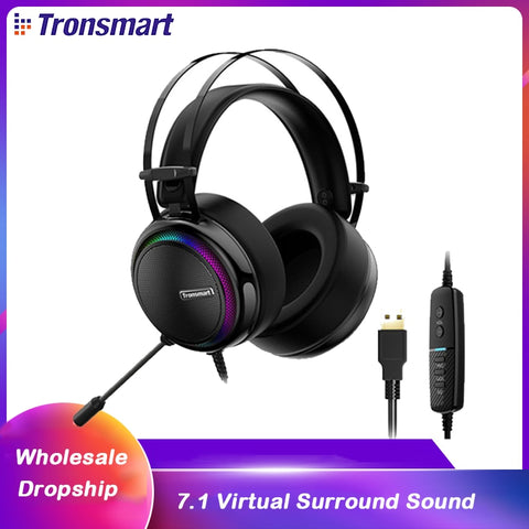 Original Tronsmart Glary Wired Gaming Headset 7.1 with RGB Light USB for xbox-one/PS4/pc/computer with microphone head set gamer