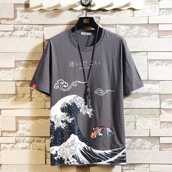 Funny Anime Print Oversized Men T Shirt Hip-Hop Cotton T-shirt O-neck Summer Japanese Male Causal Tshirts 5XL Fashion Loose Tees