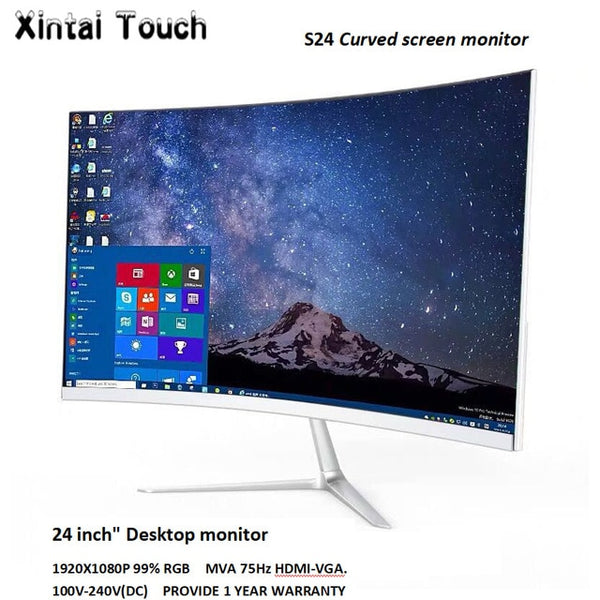 24 inch 27 inch Curved Screen Monitor 75Hz HD Gaming 22/23.8" Inch Computer Flat panel display VGA/HDMI Interface