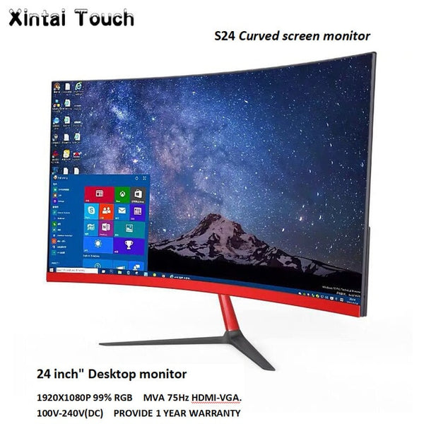 24 inch 27 inch Curved Screen Monitor 75Hz HD Gaming 22/23.8" Inch Computer Flat panel display VGA/HDMI Interface