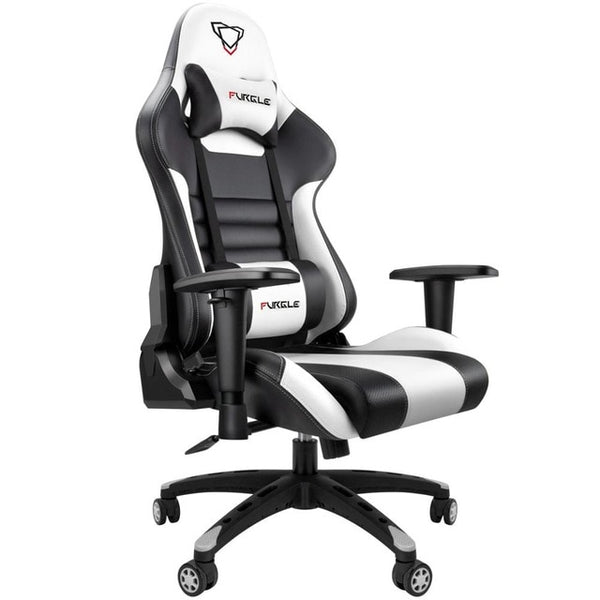 Furgle Body Huging Design Office Seat Gaming Chair White WCG Gaming Chair Engineering Nylon base Computer Chair with PU Leather