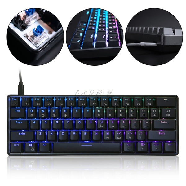 GK61 SK61 61 Key Mechanical Keyboard USB Wired LED Backlit Axis Gaming Mechanical Keyboard For Desktop