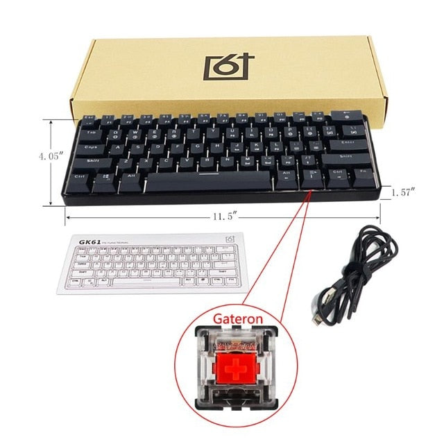 GK61 SK61 61 Key Mechanical Keyboard USB Wired LED Backlit Axis Gaming Mechanical Keyboard For Desktop