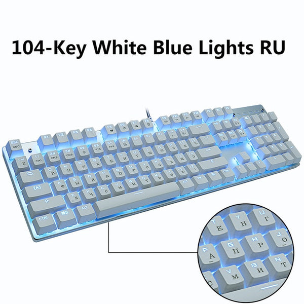 Metoo Gaming Mechanical Keyboard Game Anti-ghosting Russian/US Blue Black Red Switch Backlit USB Wired Keyboard For pro Gamer