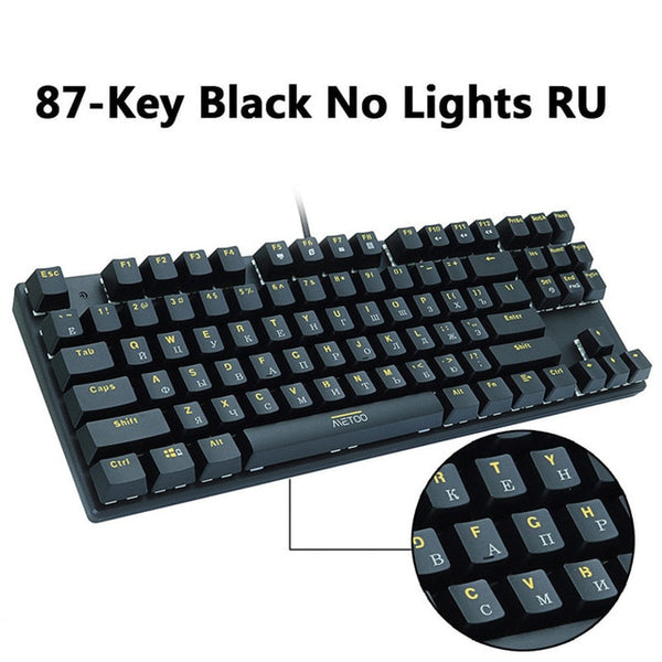 Metoo Gaming Mechanical Keyboard Game Anti-ghosting Russian/US Blue Black Red Switch Backlit USB Wired Keyboard For pro Gamer