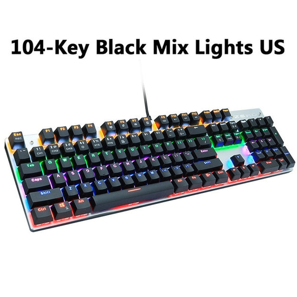 Metoo Gaming Mechanical Keyboard Game Anti-ghosting Russian/US Blue Black Red Switch Backlit USB Wired Keyboard For pro Gamer