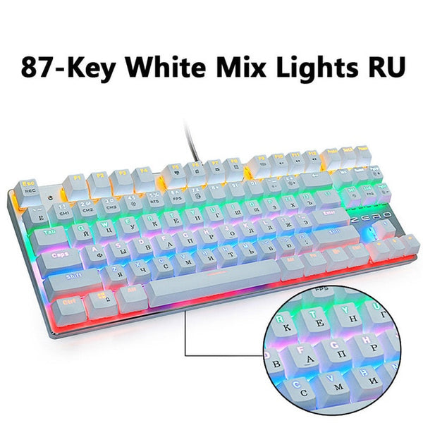 Metoo Gaming Mechanical Keyboard Game Anti-ghosting Russian/US Blue Black Red Switch Backlit USB Wired Keyboard For pro Gamer