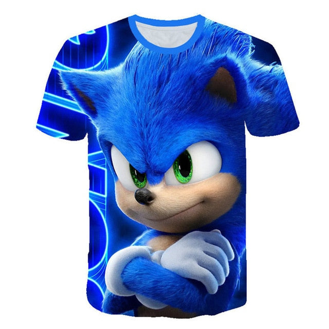 Boys Cartoon Sonic T Shirt hedgehog sonic t-shirt 3D Printed Tops Boys Streetwear Clothes for Teenager Children Tops 2020 Summer