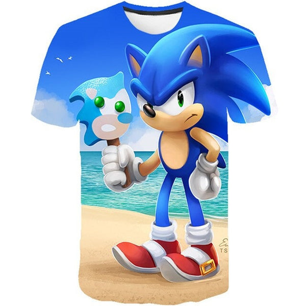 Boys Cartoon Sonic T Shirt hedgehog sonic t-shirt 3D Printed Tops Boys Streetwear Clothes for Teenager Children Tops 2020 Summer