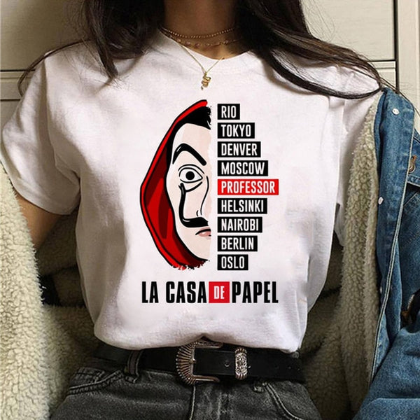 La Casa De Papel Tshirt Money Heist Tees TV Series T Shirt Women T Short Sleeve House of Paper Funny Female T-Shirt Tops