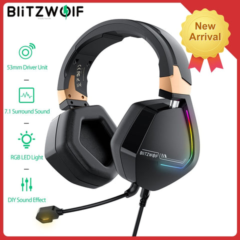 BlitzWolf BW-GH2 Gaming Headphones USB Wired 7.1 Channel 53mm Driver RGB Gamer Headset with Mic for Computer for PS3/4  Head Set