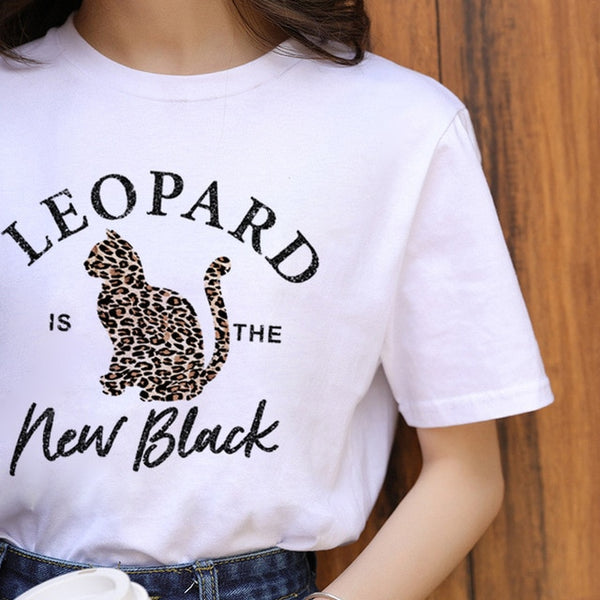 ZOGANKIN Summer Fashion Shirt Lips Leopard Graphic T Shirt Women Tops Base O-neckBlack Tees Kiss Leopard Lip Funny Girls Tshirt