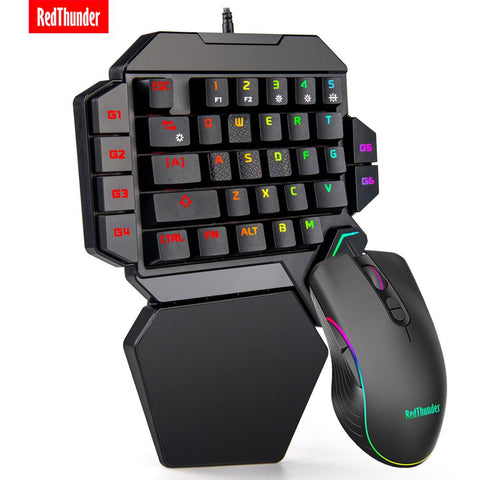 RedThunder One-Handed Mechanical Gaming Keyboard RGB Backlit Portable Mini Gaming Keypad Game Controller for PC PS4 Xbox Gamer