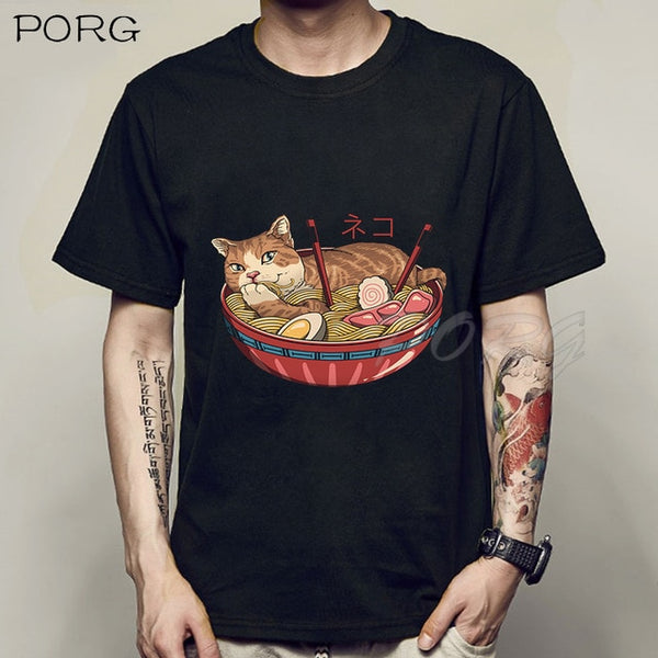 Men Catana Cool Summer Loose Men/Women T Shirt Casual Short Sleeve Cat Print Anime Tshirt Japanese Summer T-Shirt Tops Tee Shirt