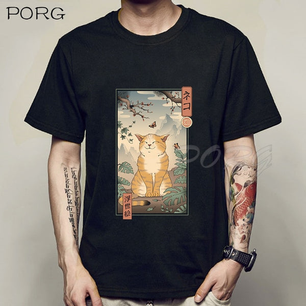 Men Catana Cool Summer Loose Men/Women T Shirt Casual Short Sleeve Cat Print Anime Tshirt Japanese Summer T-Shirt Tops Tee Shirt