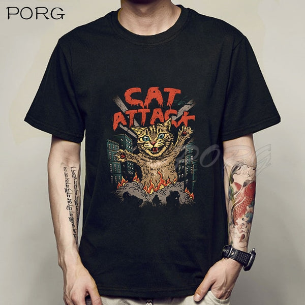 Men Catana Cool Summer Loose Men/Women T Shirt Casual Short Sleeve Cat Print Anime Tshirt Japanese Summer T-Shirt Tops Tee Shirt