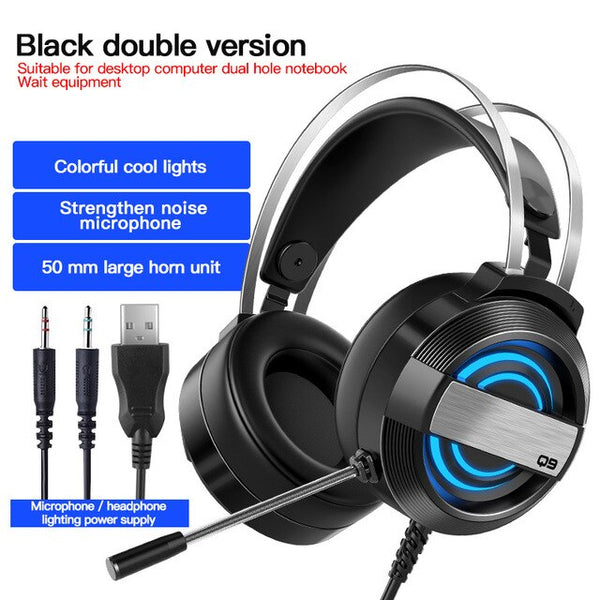 Gaming Headset Head-Mounted Headphones With Microphone For PC Computer Gamer Earphone Surround Sound with RGB Light