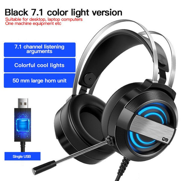 Gaming Headset Head-Mounted Headphones With Microphone For PC Computer Gamer Earphone Surround Sound with RGB Light