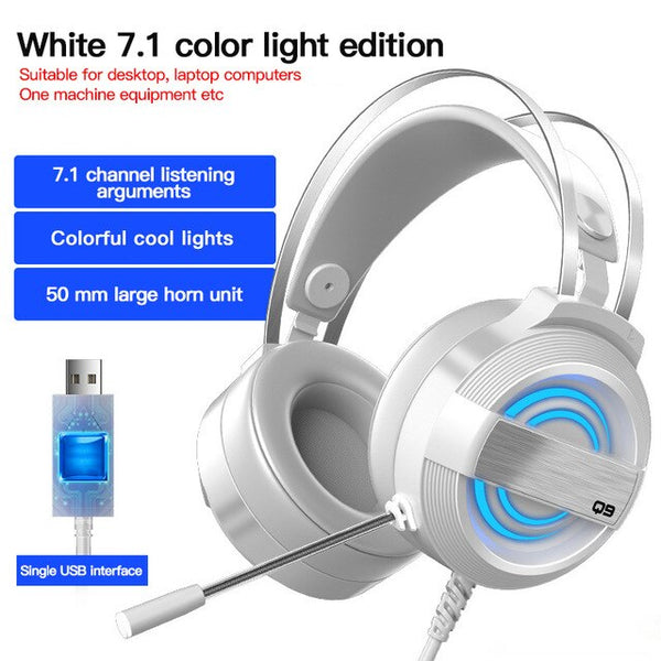 Gaming Headset Head-Mounted Headphones With Microphone For PC Computer Gamer Earphone Surround Sound with RGB Light