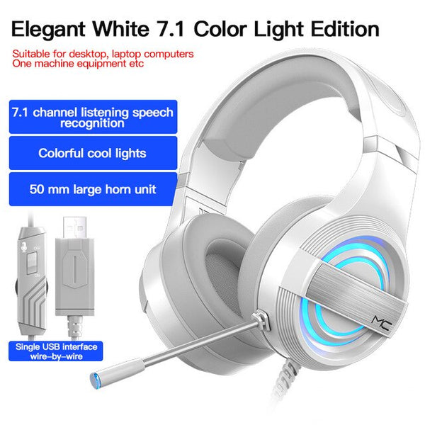 Gaming Headset Head-Mounted Headphones With Microphone For PC Computer Gamer Earphone Surround Sound with RGB Light