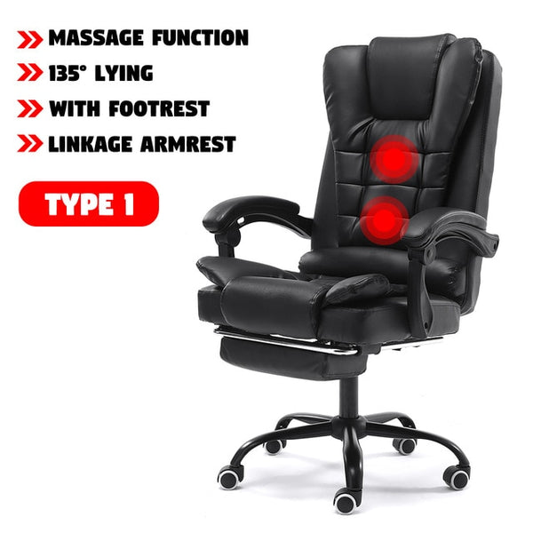 Computer Office Chair Gaming Home Leather Executive Swivel Gamer Chair Lifting Rotatable Armchair Footrest Adjustable Desk Chair