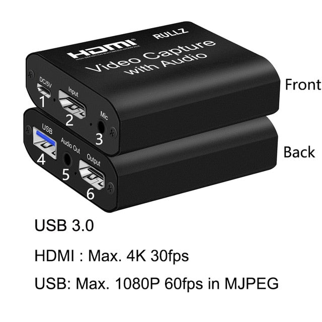 HD 1080P 4K HDMI Video Capture Card HDMI To USB 2.0 3.0 Video Capture Board Game Record Live Streaming Broadcast TV Local Loop