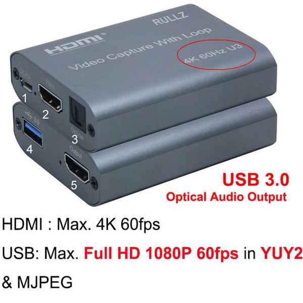HD 1080P 4K HDMI Video Capture Card HDMI To USB 2.0 3.0 Video Capture Board Game Record Live Streaming Broadcast TV Local Loop