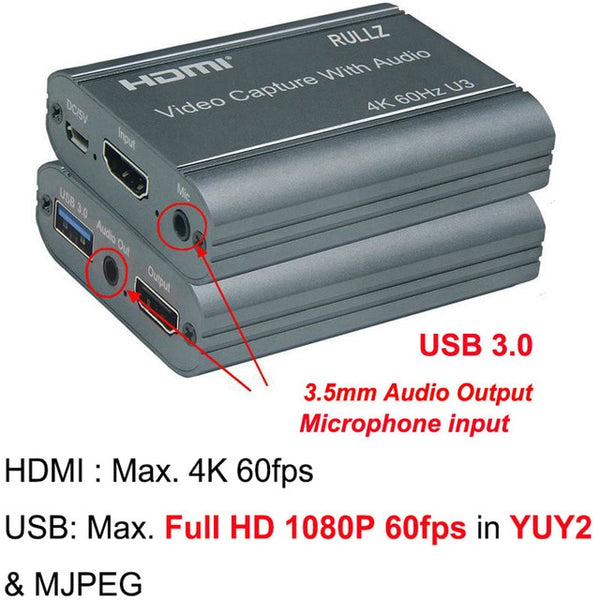 HD 1080P 4K HDMI Video Capture Card HDMI To USB 2.0 3.0 Video Capture Board Game Record Live Streaming Broadcast TV Local Loop