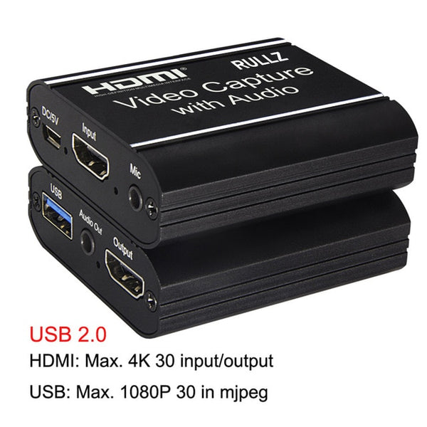 4K 60hz Loop Out HDMI Capture Card Audio Video Recording Plate Live Streaming USB 2.0 3.0 1080p Grabber for PS4 Game DVD Camera