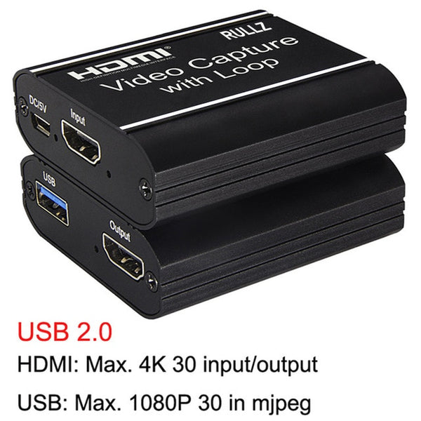 4K 60hz Loop Out HDMI Capture Card Audio Video Recording Plate Live Streaming USB 2.0 3.0 1080p Grabber for PS4 Game DVD Camera