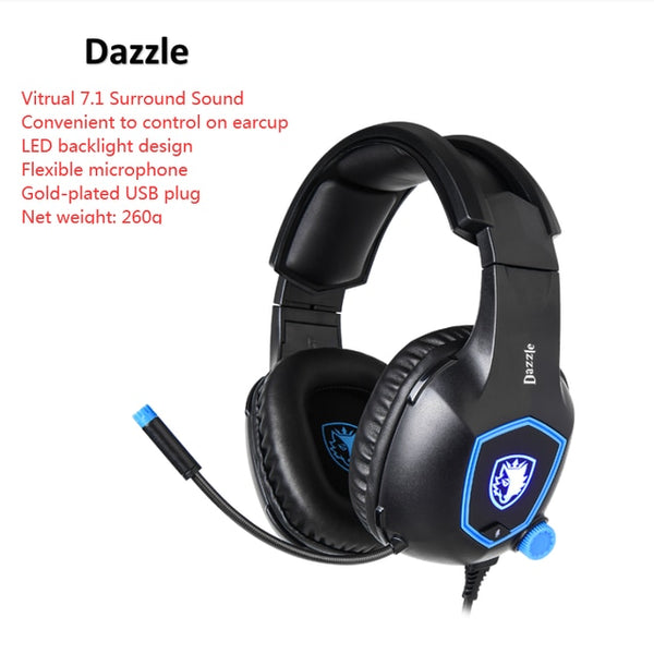 SADES A6 PC wired Gaming Headphones Headset Gamer 7.1 Surround Sound Stereo Earphones Microphone LED Breathing Light head set
